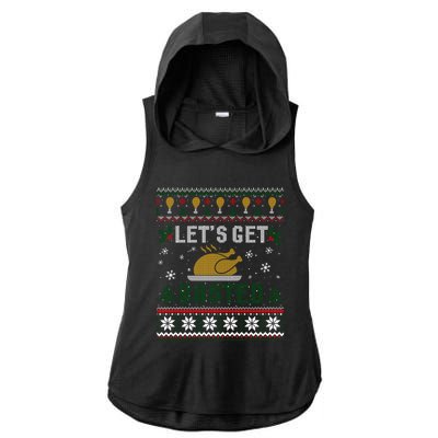 Funny Lets Get Basted Ugly Thanksgiving Sweater Funny Gift Ladies PosiCharge Tri-Blend Wicking Draft Hoodie Tank