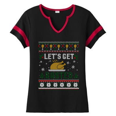 Funny Lets Get Basted Ugly Thanksgiving Sweater Funny Gift Ladies Halftime Notch Neck Tee