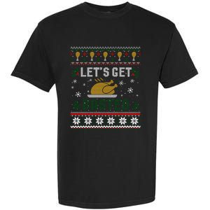 Funny Lets Get Basted Ugly Thanksgiving Sweater Funny Gift Garment-Dyed Heavyweight T-Shirt