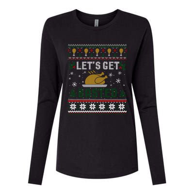 Funny Lets Get Basted Ugly Thanksgiving Sweater Funny Gift Womens Cotton Relaxed Long Sleeve T-Shirt