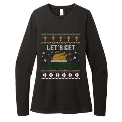 Funny Lets Get Basted Ugly Thanksgiving Sweater Funny Gift Womens CVC Long Sleeve Shirt