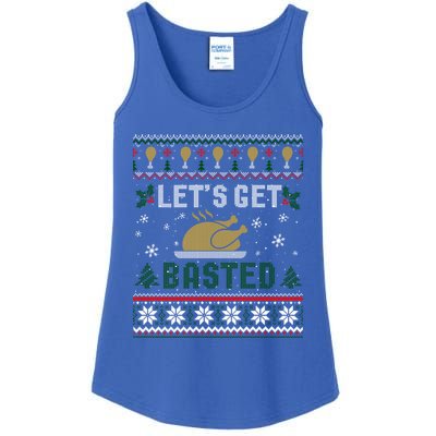 Funny Lets Get Basted Ugly Thanksgiving Sweater Funny Gift Ladies Essential Tank