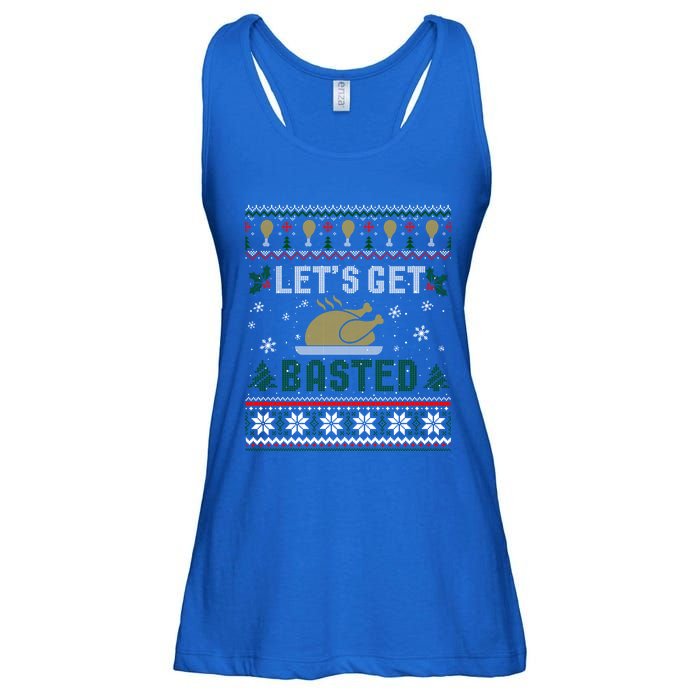 Funny Lets Get Basted Ugly Thanksgiving Sweater Funny Gift Ladies Essential Flowy Tank