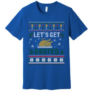 Funny Lets Get Basted Ugly Thanksgiving Sweater Funny Gift Premium T-Shirt