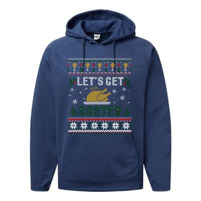 Funny Lets Get Basted Ugly Thanksgiving Sweater Funny Gift Performance Fleece Hoodie