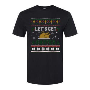 Funny Lets Get Basted Ugly Thanksgiving Sweater Funny Gift Softstyle CVC T-Shirt