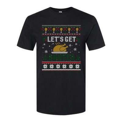 Funny Lets Get Basted Ugly Thanksgiving Sweater Funny Gift Softstyle CVC T-Shirt