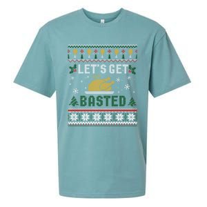 Funny Lets Get Basted Ugly Thanksgiving Sweater Funny Gift Sueded Cloud Jersey T-Shirt