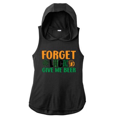 Forget Luck Give Me Beer Funny Beer St Patricks Day Ladies PosiCharge Tri-Blend Wicking Draft Hoodie Tank