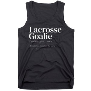 Funny Lacrosse Goalie Quote Definition Men Woman Kids Tank Top