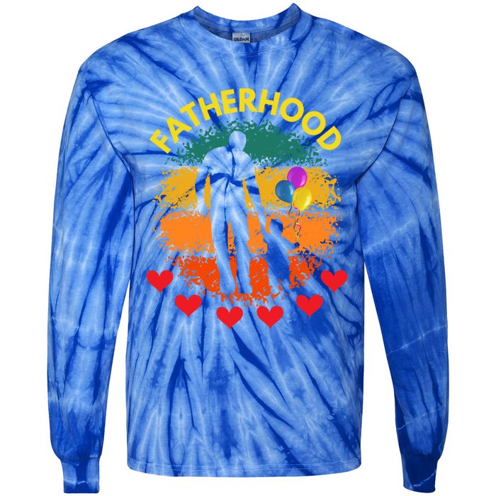 Fatherhood Love Gift Tie-Dye Long Sleeve Shirt