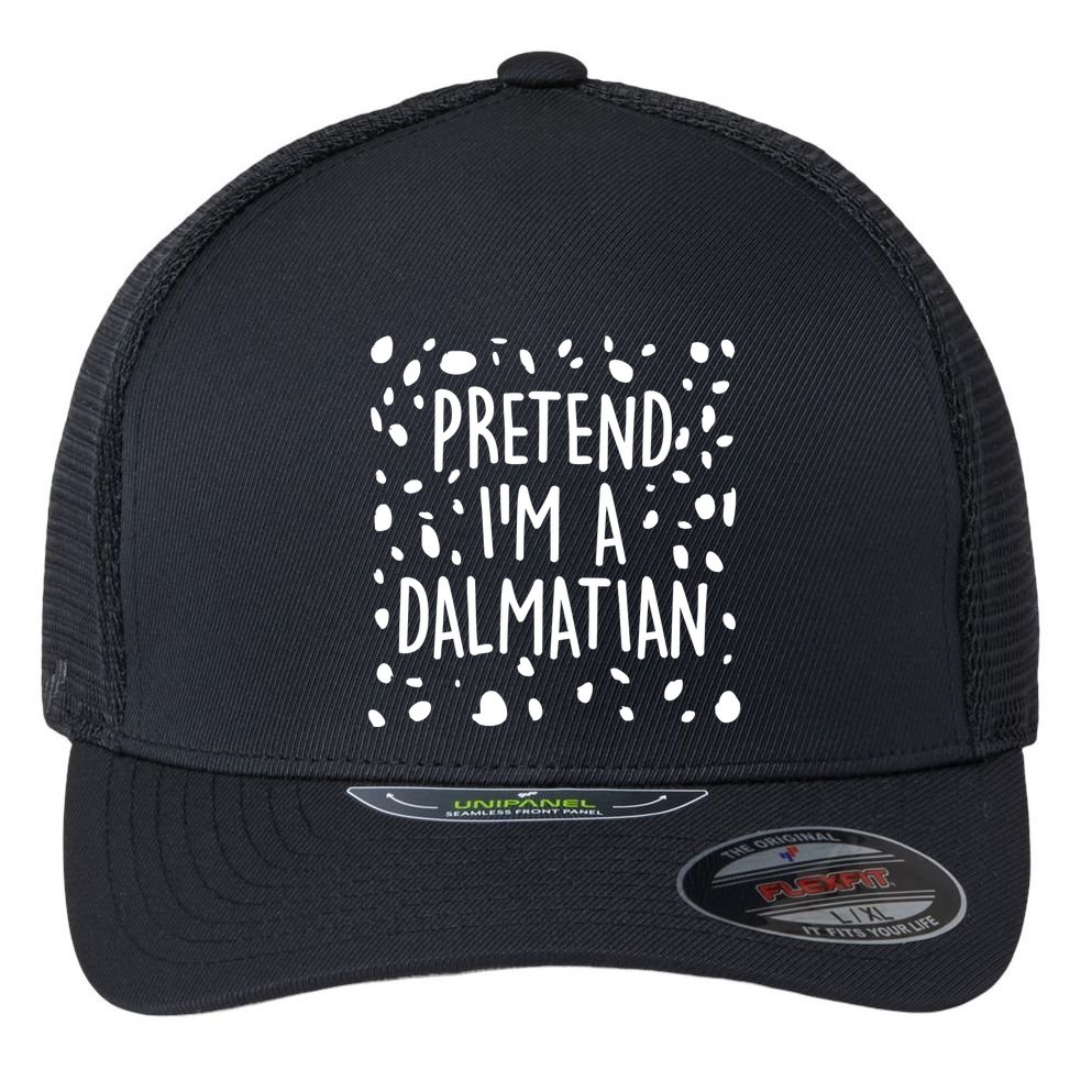 Funny Lazy Halloween Costume Pretend I'm A Dalmatian Flexfit Unipanel Trucker Cap