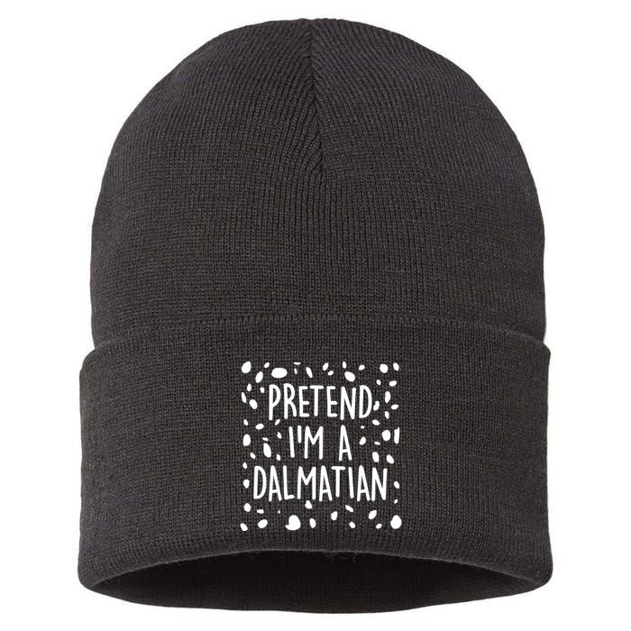 Funny Lazy Halloween Costume Pretend I'm A Dalmatian Sustainable Knit Beanie