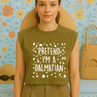 Funny Lazy Halloween Costume Pretend I'm A Dalmatian Garment-Dyed Women's Muscle Tee