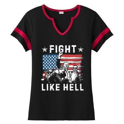 Fight Like Hell Trump Fight American Trump Stronger 2024 Ladies Halftime Notch Neck Tee