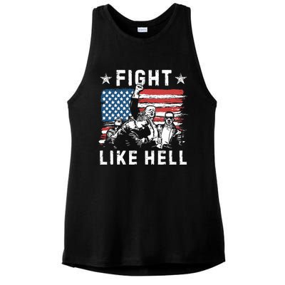 Fight Like Hell Trump Fight American Trump Stronger 2024 Ladies PosiCharge Tri-Blend Wicking Tank