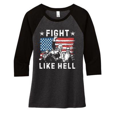 Fight Like Hell Trump Fight American Trump Stronger 2024 Women's Tri-Blend 3/4-Sleeve Raglan Shirt