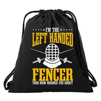 Fencing Left Handed Fencer Sport Fence Foil Epee Sabre Drawstring Bag
