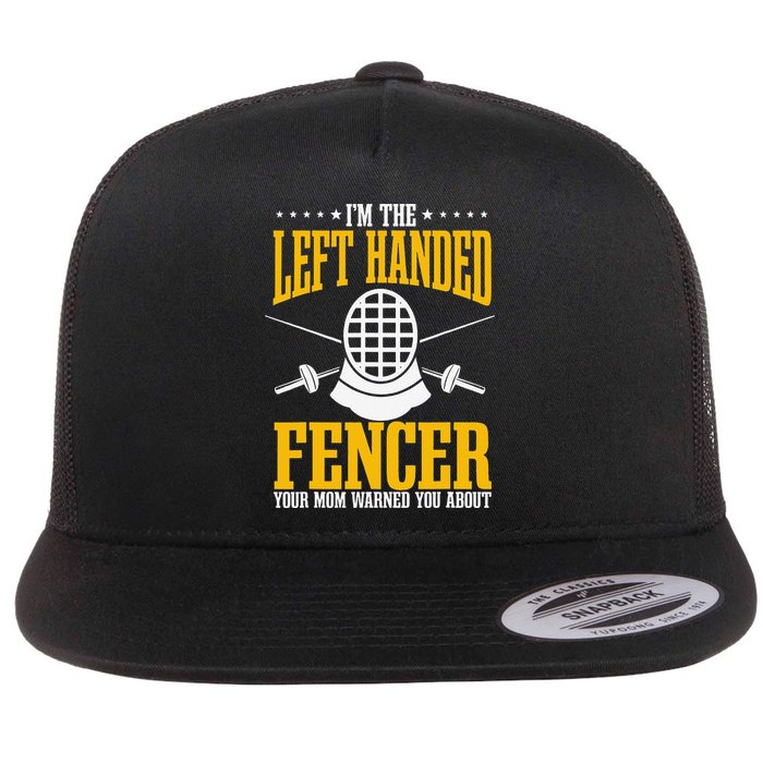 Fencing Left Handed Fencer Sport Fence Foil Epee Sabre Flat Bill Trucker Hat