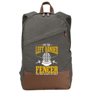 Fencing Left Handed Fencer Sport Fence Foil Epee Sabre Cotton Canvas Backpack