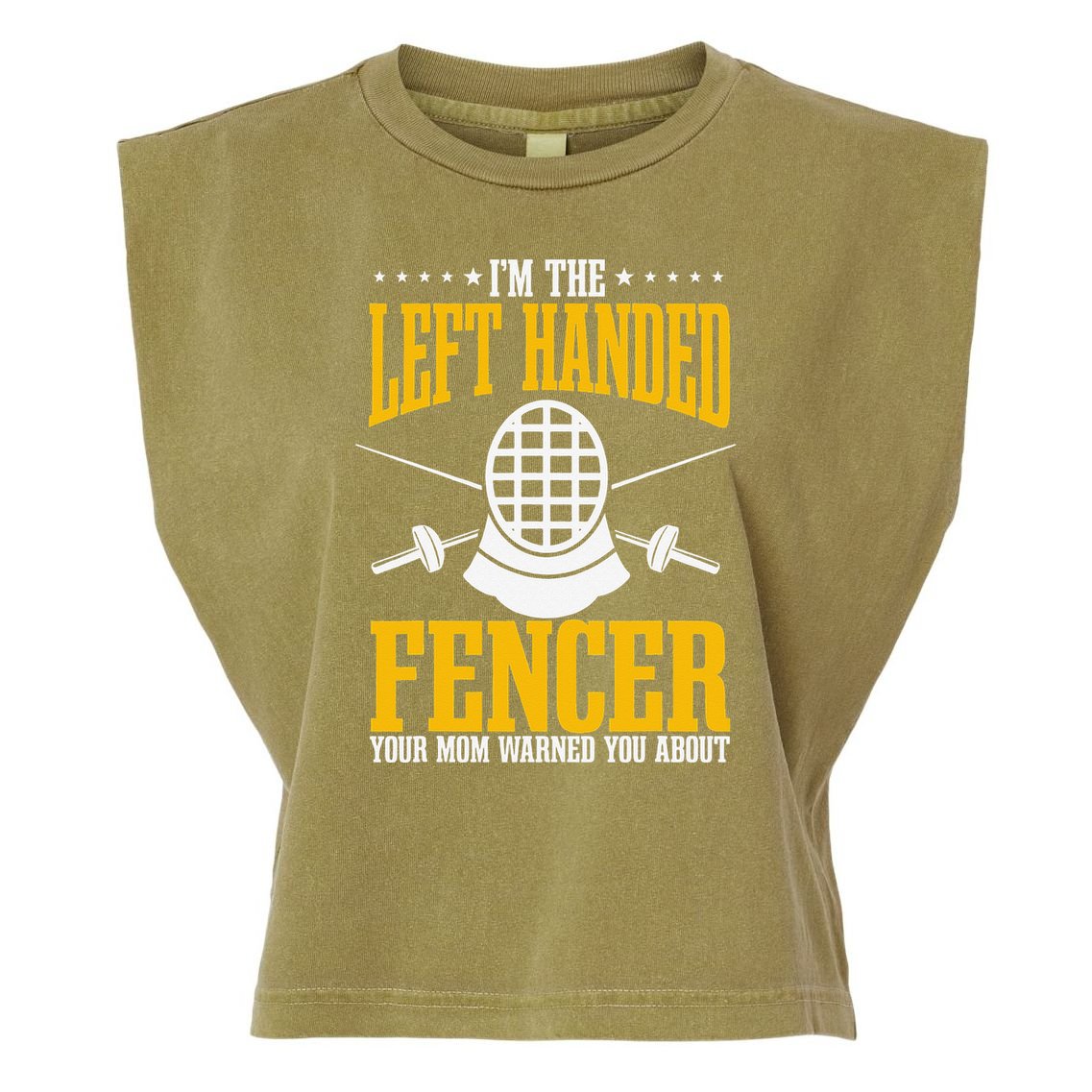 Fencing Left Handed Fencer Sport Fence Foil Epee Sabre Garment-Dyed Women's Muscle Tee