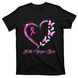 Faith Love Hope IM A Survivor Breast Cancer Awareness T-Shirt