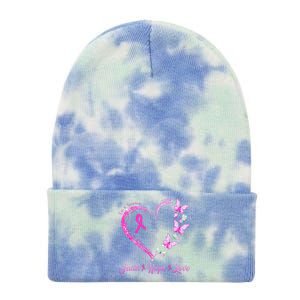 Faith Love Hope IM A Survivor Breast Cancer Awareness Tie Dye 12in Knit Beanie