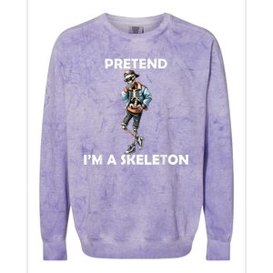 Funny Lazy Halloween Costume 2024 Pretend Im A Skeleton Colorblast Crewneck Sweatshirt