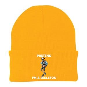 Funny Lazy Halloween Costume 2024 Pretend Im A Skeleton Knit Cap Winter Beanie