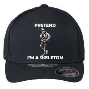 Funny Lazy Halloween Costume 2024 Pretend Im A Skeleton Flexfit Unipanel Trucker Cap