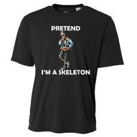 Funny Lazy Halloween Costume 2024 Pretend Im A Skeleton Cooling Performance Crew T-Shirt