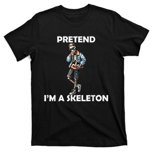 Funny Lazy Halloween Costume 2024 Pretend Im A Skeleton T-Shirt