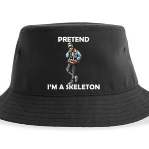 Funny Lazy Halloween Costume 2024 Pretend Im A Skeleton Sustainable Bucket Hat