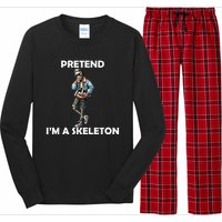 Funny Lazy Halloween Costume 2024 Pretend Im A Skeleton Long Sleeve Pajama Set