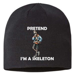 Funny Lazy Halloween Costume 2024 Pretend Im A Skeleton Sustainable Beanie