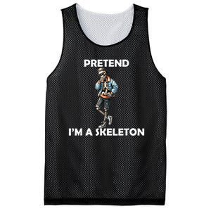 Funny Lazy Halloween Costume 2024 Pretend Im A Skeleton Mesh Reversible Basketball Jersey Tank