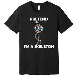 Funny Lazy Halloween Costume 2024 Pretend Im A Skeleton Premium T-Shirt