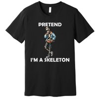 Funny Lazy Halloween Costume 2024 Pretend Im A Skeleton Premium T-Shirt