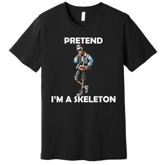 Funny Lazy Halloween Costume 2024 Pretend Im A Skeleton Premium T-Shirt