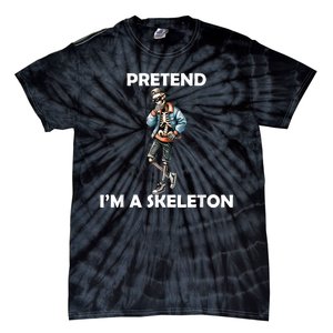 Funny Lazy Halloween Costume 2024 Pretend Im A Skeleton Tie-Dye T-Shirt