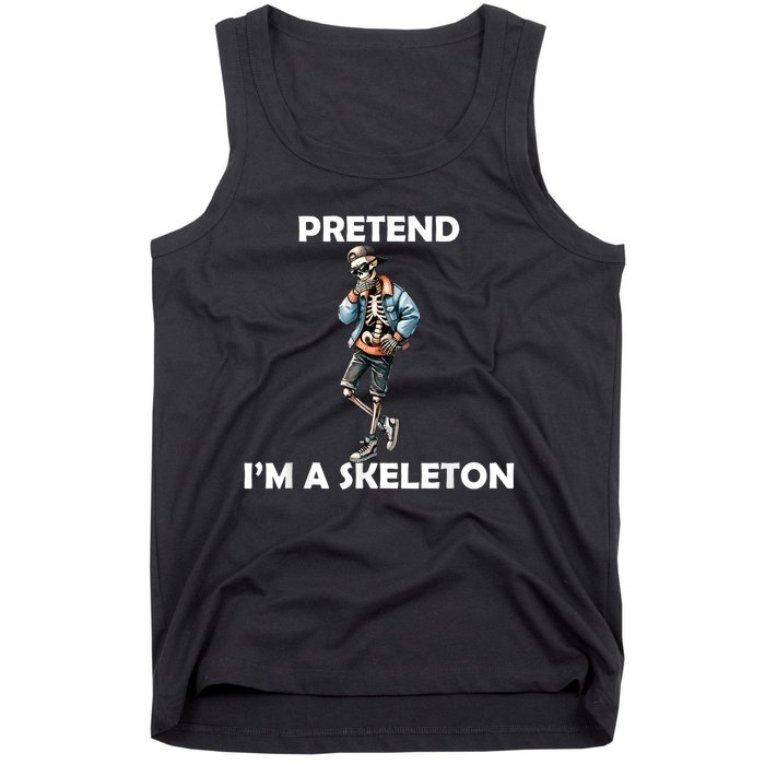 Funny Lazy Halloween Costume 2024 Pretend Im A Skeleton Tank Top