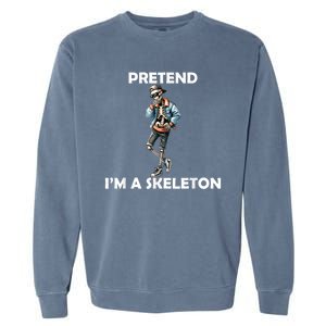 Funny Lazy Halloween Costume 2024 Pretend Im A Skeleton Garment-Dyed Sweatshirt