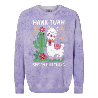 Funny Llama Hawk Tush Spit On That Thing Presidential Parody Colorblast Crewneck Sweatshirt