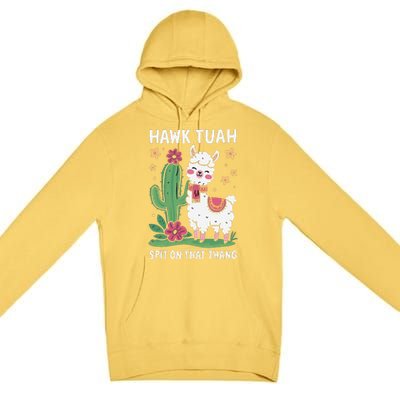 Funny Llama Hawk Tush Spit On That Thing Presidential Parody Premium Pullover Hoodie