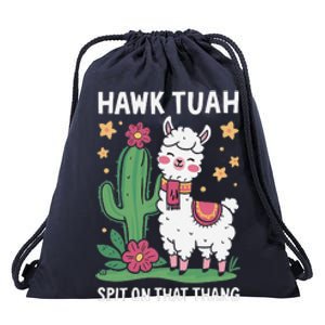 Funny Llama Hawk Tush Spit On That Thing Presidential Parody Drawstring Bag