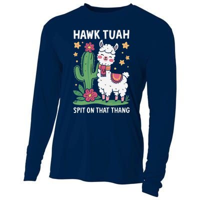 Funny Llama Hawk Tush Spit On That Thing Presidential Parody Cooling Performance Long Sleeve Crew