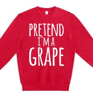 Funny Lazy Halloween Tee PRETEND I'M A GRAPE Costume Premium Crewneck Sweatshirt