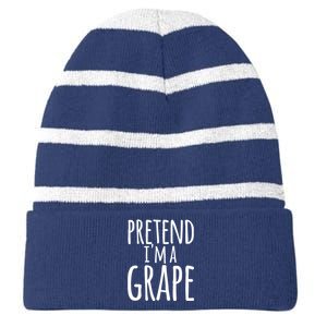 Funny Lazy Halloween Tee PRETEND I'M A GRAPE Costume Striped Beanie with Solid Band