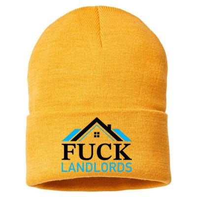 Fuck Landlords Housing Crisis Funny Social Justice Activism Sustainable Knit Beanie