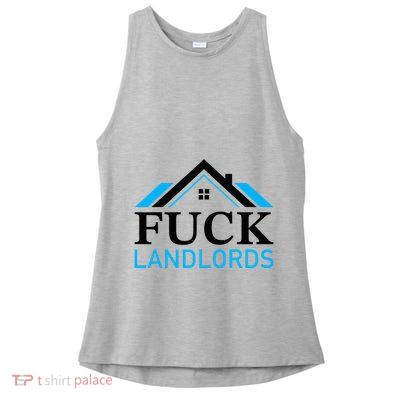 Fuck Landlords Housing Crisis Funny Social Justice Activism Ladies PosiCharge Tri-Blend Wicking Tank